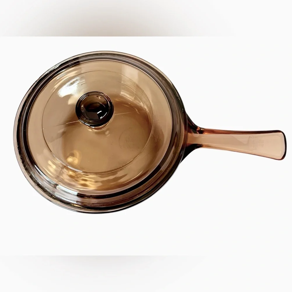 Vintage 1980’s Amber Brown Vision Corningware .5 Liter Covered Sauce Pot.
